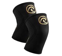 Rehband Rodillera Vendaje Fuerza Sport, Rodillera para Cross Fit & Entrenamiento Pesado Fabricada en Neopreno de 5 mm, Unisex, Color:Dorado/Negro - 1 Par, Talla:M