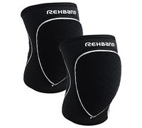 Rehband Rodilleras deportivas de neopreno para voleibol, balonmano y deportes de sala, ajuste ceñido y cómodo, protección de rodilla unisex, negro, 1 par, talla M