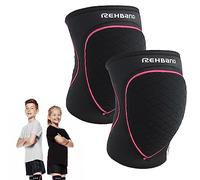 Rehband Rodilleras para Niños, 1 Par, Protectores de Rodilla para Voleibol y Balonmano - cómodas y de alta protección, Protección de Rodilla Infantil, Color:Negro/Rosa, Talla:S, Lado:Par