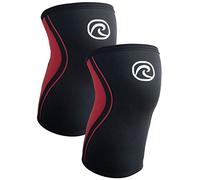 Rehband Rodilleras, soporte de rodilla de neopreno de 3 mm, manga de compresión de rodilla para correr, fitness, entrenamiento funcional, Color:Negro/Rojo - 1 Par, Talla:XS
