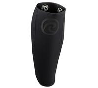 Rehband Vendaje de pantorrilla de neopreno, vendaje de compresión para pantorrilla y espinilla, espinillera para peso muerto, CrossFit, Color:Carbon/Negro, Talla:L