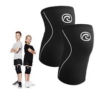 Rehband Vendaje de rodilla para niños de neopreno de 5 mm, soporte estabilizador de rodilla para niños y niñas, se estabiliza durante los deportes, Color:Negro - 1 Par, Talla:L