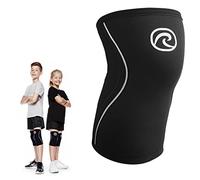 Rehband Vendaje de rodilla para niños de neopreno de 5 mm, soporte estabilizador de rodilla para niños y niñas, se estabiliza durante los deportes, Color:Negro, Talla:S