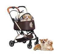 Reheyre Cochecito 2 en 1 para perros pequeños y medianos, cochecito plegable con un botón para mascotas con carro desmontable, ligero de 4 ruedas, cochecito de viaje para gatos/perros con cesta de