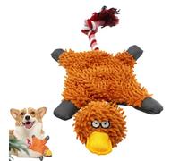 Reheyre Juguete interactivo para perros con cuerda y chirriador, juguete masticable naranja con forma de pato de felpa para perros y gatos