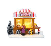 REHOC Casas de pueblo de Navidad LED multicolor música de Navidad, casa de palomitas de maíz