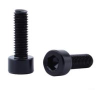 Rehoetom 2 pernos de jaula de botella de agua M5 x 15 mm con cabeza hexagonal para soporte de bicicleta, tornillos para montaje de jaula de aleación de aluminio, compatibles con jaulas de botellas