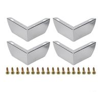 Rehoetom 4 patas de sofá de metal de 5,5 cm para mesa de café, cama, silla, gabinete, patas de hardware en forma de L con almohadillas antideslizantes, color dorado (plateado)