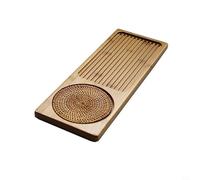 Rehoetom Bandeja de té de madera para té Gongfu con almacenamiento y drenaje de agua, bandeja de servir desmontable para hacer té Kung Fu, 34 x 12 / 40 x 15 cm, color madera natural (S)