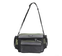 Rehoetom Bolsa de aparejos de pesca para uso al aire libre, tela Oxford 600D impermeable para llevar con correa de hombro extraíble y cinturón de cintura, verde y gris