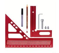 Rehoetom Escuadra de carpintero 3D de aleación de aluminio con trazador de grados, regla triangular de dibujo con doble escala y pines ajustables para una marca de ángulo precisa