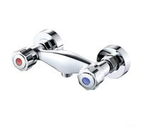 Rehoetom Grifo mezclador de latón montado en la pared con control de temperatura de doble palanca, espacio entre agujeros de 150 mm, salida G1/2 para uso en ducha (B)