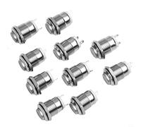 Rehoetom Interruptor de botón momentáneo de 12 mm, 3 A, 250 V, metal, autorreinicio, impermeable, IP65, cabeza redonda alta para timbre, botones de computadora (paquete de 10)