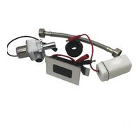 Rehoetom Kit de válvula automática de descarga de inodoro con sensor infrarrojo para funcionamiento de 6 V CC, distancia de detección de 30-100 cm, entrada de agua G1/2 pulgadas, plateado + negro