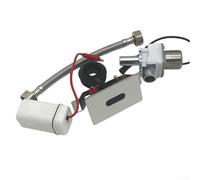 Rehoetom Kit de válvula automática de descarga de inodoro con sensor infrarrojo para funcionamiento de 6 V CC, distancia de detección de 30-100 cm, entrada de agua G1/2 pulgadas, plateado + negro