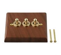 Rehoetom Placa de interruptor basculante de madera de nogal marrón, 1/2 vía para interruptor de luz de palanca con palanca de latón, cubierta decorativa de enchufe eléctrico de estilo retro para pared