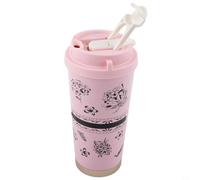 Rehoetom Taza de viaje aislada de acero inoxidable de 18 onzas, taza térmica a prueba de fugas con popote para bebidas calientes y frías, taza de café portátil de 500 ml para uso en movimiento (rosa)