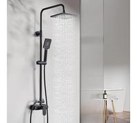 Rehomthy Columna Ducha Negro, Sistema de Ducha con Ducha Fija y Teleducha, Barra Altura Ajustable, Duchas de Baño Columna para Baño Set