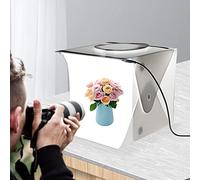 Rehomy Caja de luz portátil para fotografía, mini caja de luz para estudio fotográfico, kit de tienda de campaña de fotografía con tira de luces LED duales, 6 fondos