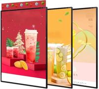 REHOOF Caja De Luz Publicitaria LED,Tablero De Menús Retroiluminado Caja De Luz LED Ultrafina,Exhibición De Carteles Iluminados De Vidrio Templado Ultrafino,Tablero De Menú De Restaurantes A2