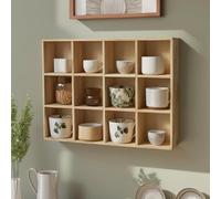 REHOOF Estante De Exhibición De Tazas De Café Estante De Almacenamiento Montado En Pared para Tazas,Vitrina Expositora Que Ahorra Espacio para Decoración del Hogar Y Oficina,Colecciones 52 × 39.5 cm