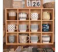 REHOOF Expositor para Tazas De Pared,Vitrina Expositora para Colecciones,Organizador De Artículos,Estante De Pared De Madera,Robusto para Tazas De Té,Vasos De Licor Y Tazas De Café A,52 * 39.5cm