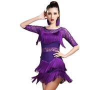 REHOOF Falda De Baile Latino con Flecos para Mujer, para Salón, Salsa, Tango, Baile, Práctica, Danza Deportiva Rumba Cha Cha Samba Performance Escenario Tela Elástica Transpirable B,3XL(70-77.5kg)