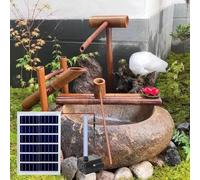 REHOOF Kit De Fuente Solar De Bambú para Jardín, Fuente De Agua Zen,Decoración De Exteriores con Mecedora Japonesa Y Bomba De Agua para Patio,Jardín,Patio Trasero, Césped, Cascada De Estanque,H 70CM