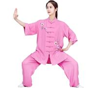 REHOOF Ropa De Tai Chi De Lino Y Algodón con Bordado De Flores, Traje De Artes Marciales De Kung Fu, Chaqueta Deportiva,Conjuntos De Pantalones para Hombres Y Mujeres Uniforme De Qigong E,M(60-70kg)