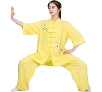 REHOOF Ropa De Tai Chi De Lino Y Algodón con Bordado De Flores, Traje De Artes Marciales De Kung Fu, Chaqueta Deportiva,Conjuntos De Pantalones para Hombres Y Mujeres Uniforme De Qigong C,S(50-60kg)