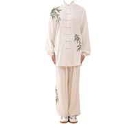 REHOOF Uniforme De Tai Chi Bordado A Mano,Unisex De Algodón,Traje De Kung Fu Chino para Hombres Mujeres,Ropa Tradicional China,Tang Traje De Artes Marciales para Meditación,Conjuntos Pantalones A,M