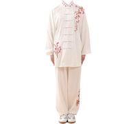REHOOF Uniforme De Tai Chi Bordado A Mano,Unisex De Algodón,Traje De Kung Fu Chino para Hombres Mujeres,Ropa Tradicional China,Tang Traje De Artes Marciales para Meditación,Conjuntos Pantalones D,M