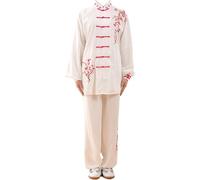 REHOOF Uniforme De Tai Chi Bordado A Mano,Unisex De Algodón,Traje De Kung Fu Chino para Hombres Mujeres,Ropa Tradicional China,Tang Traje De Artes Marciales para Meditación,Conjuntos Pantalones E,2XL