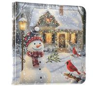 Reiacy Álbum de fotos grande autoadhesivo - Libro de recuerdos de cuero con muñeco de nieve Cardinal HouseDIY - Carpeta de anillos recargable con 20 hojas para fotos de 6 x 4, 7 x 5 para viajes