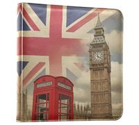 Reiacy Álbum de fotos grande autoadhesivo - Libro de recuerdos de cuero con temática de la bandera británica de Londres, carpeta de anillos recargable con 20 hojas para fotos de 6 x 4, 7 x 5 para