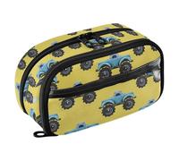 Reiacy Blue Monster Truck - Estuche para lápices, impermeable, con cremallera, organizador con divisor de polietileno, gran capacidad, almacenamiento de artículos de papelería para la escuela y la