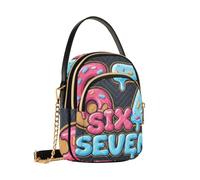 Reiacy Bolso bandolera Six Seven para mujer, con cadena desmontable, para teléfono, bolso de hombro y cartera