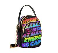 Reiacy Bolso cruzado con diseño degradado Six Seven para mujer, con cadena desmontable, para teléfono, bolso de hombro, cartera