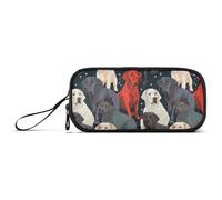 Reiacy Colorido estuche para lápices de perros tristes, gran capacidad, con compartimentos con cremallera, bolsa de papelería para niños, adolescentes, escuela, multicolor, Talla única, Regular