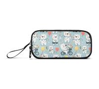 Reiacy Estuche divertido de dibujos animados de osos polares de gran capacidad con compartimentos con cremallera, bolsa de papelería para niños, adolescentes y escuela, multicolor, Talla única,