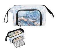 Reiacy Estuche grande con diseño de tortuga marina, estuche de lápices de gran capacidad con asa, bolsa para bolígrafos para niñas, niños y mujeres, ideal para viajes, escuela, oficina, regalo