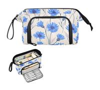 Reiacy Estuche grande de flores de aciano, bolsa de lápices de gran capacidad con asa, bolsa para bolígrafos para niñas, niños y mujeres, ideal para viajes, escuela, oficina, regalo