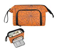 Reiacy Estuche grande naranja de telaraña, estuche de lápices de gran capacidad con asa, bolsa para bolígrafos para niñas, niños y mujeres, ideal para viajes, escuela, oficina, regalo
