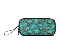 Reiacy Estuche para lápices con diseño de calaveras de zombi, gran capacidad, con compartimentos con cremallera, para niños, adolescentes, escuela, multicolor, Talla única, Regular