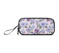 Reiacy Estuche para lápices con estampado de flores de pensamiento morado, gran capacidad, con compartimentos con cremallera, bolsa de papelería para niños, adolescentes y escuelas, multicolor, Talla