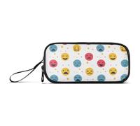 Reiacy Estuche para lápices Happy and Sad Faces de gran capacidad con compartimentos con cremallera, bolsa de papelería para niños, adolescentes y escuelas, multicolor, Talla única, Regular