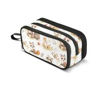 Reiacy Forest Friends - Estuche para lápices con diseño de oso y zorro para niños y niñas, bolsa de gran capacidad con 3 compartimentos, organizador de papelería, estuche para la escuela, la oficina y