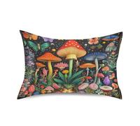 Reiacy Funda de almohada de satén para cabello y piel, fundas de almohada sedosas con diseño de bosque de mariposas y setas, funda de almohada suave con cierre de sobre, fundas de almohada