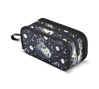 Reiacy Lonely Astronaut on The Moon - Estuche para lápices para niños y niñas, gran capacidad, 3 compartimentos, organizador de papelería, estuche para marcador para escuela, oficina, trabajo