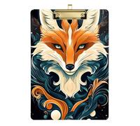 Reiacy Mystical Fox - Portapapeles de plástico A4 con perfil bajo, bonito clip dorado decorativo para enfermeras, estudiantes, profesores, oficina, 12.5 x 9 pulgadas